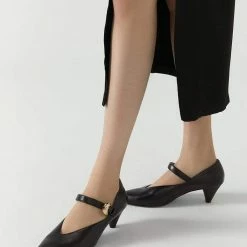 Nuheel® Heels Nuheel Pointed Toe Strap Mid-Heel Mary Jane Witch Shoes Designer Shoes