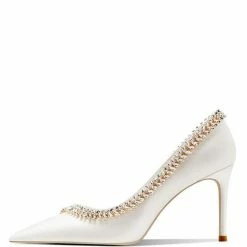 Nuheel® Nuheel Rhinestone Bridal Shoes Diamond Party Shoes Leather Wedding Shoes White Heels 8.5