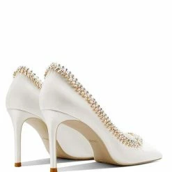 Nuheel® Nuheel Rhinestone Bridal Shoes Diamond Party Shoes Leather Wedding Shoes White Heels 8.5