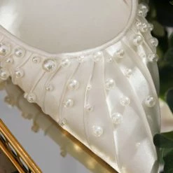 Nuheel® Nuheel French Pearl Bridal Shoes Stilettos Wedding Shoes For Bride White Heels 12