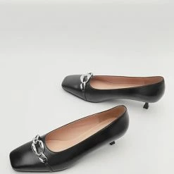 Nuheel® Nuheel Kitten Heel Commuter Pumps Leather Heels Designer Square Head Single Shoes