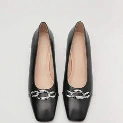 Nuheel® Nuheel Kitten Heel Commuter Pumps Leather Heels Designer Square Head Single Shoes