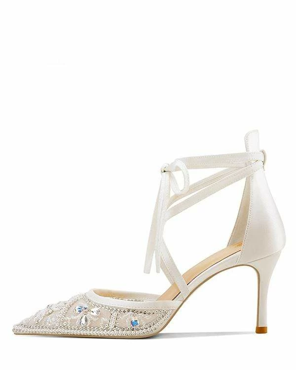 Nuheel® Nuheel Lace Bridal Shoes Rhinestone Wedding Shoes For Bride Strappy Heels 12 4 Nuheel® Nuheel Lace Bridal Shoes Rhinestone Wedding Shoes For Bride Strappy Heels 12