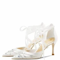 Nuheel® Nuheel Leather Bridal Shoes Rhinestone Wedding Shoes For Bride Strappy Heels 12 11 Nuheel® Nuheel Leather Bridal Shoes Rhinestone Wedding Shoes For Bride Strappy Heels 12