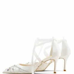 Nuheel® Nuheel Leather Bridal Shoes Rhinestone Wedding Shoes For Bride Strappy Heels 12