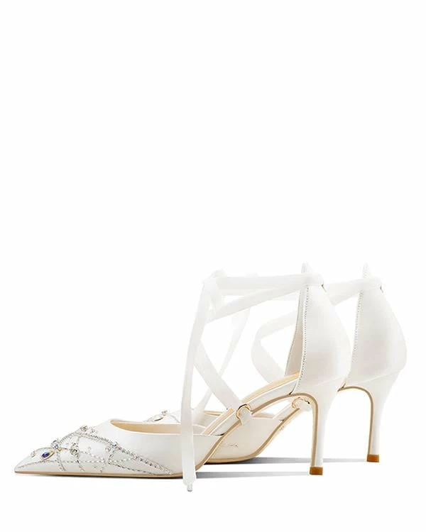 Nuheel® Nuheel Leather Bridal Shoes Rhinestone Wedding Shoes For Bride Strappy Heels 12 4 Nuheel® Nuheel Leather Bridal Shoes Rhinestone Wedding Shoes For Bride Strappy Heels 12