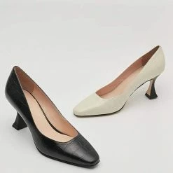 Nuheel® Nuheel Leather Crocodile Pattern Black Heels Designer Pump Shoes 11