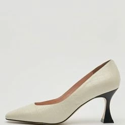 Nuheel® Nuheel Leather Crocodile Pattern Black Heels Designer Pump Shoes 11