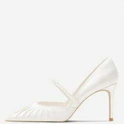 Nuheel® Nuheel Pearl Strap Bridal Shoes Leather Wedding Shoes For Bride White Heels 12 Nuheel® Nuheel Pearl Strap Bridal Shoes Leather Wedding Shoes For Bride White Heels