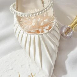 Nuheel® Nuheel Pearl Strap Bridal Shoes Leather Wedding Shoes For Bride White Heels 14 Nuheel® Nuheel Pearl Strap Bridal Shoes Leather Wedding Shoes For Bride White Heels