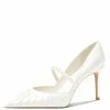 Nuheel® Nuheel Pearl Strap Bridal Shoes Leather Wedding Shoes For Bride White Heels