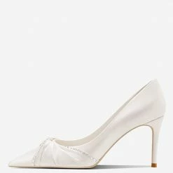 Nuheel® Nuheel Rhinestone Bridal Shoes Leather Wedding Shoes White Heels 8.5