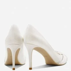 Nuheel® Nuheel Rhinestone Bridal Shoes Leather Wedding Shoes White Heels 8.5