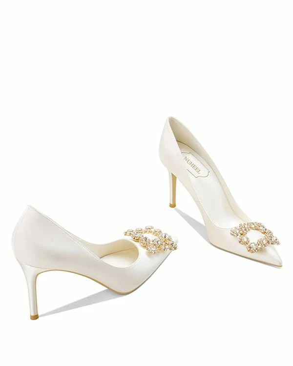 Nuheel® Nuheel Rhinestone Square Buckle Bridal Shoes Stilettos Wedding Shoes For Bride 12 Heels 9 Nuheel® Nuheel Rhinestone Square Buckle Bridal Shoes Stilettos Wedding Shoes For Bride 12 Heels