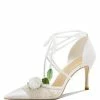 Nuheel® Nuheel Rose Sheepskin Bridal Shoes Stilettos Wedding Shoes For Bride White Heels 12