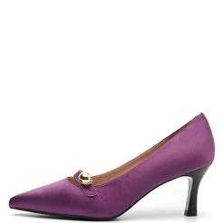 Nuheel® Nuheel Satin Metal Diamond Buckle Vintage Stilettos Heels Black, Purple 11