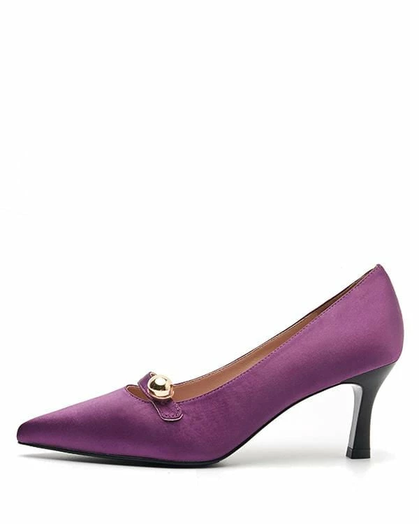 Nuheel® Nuheel Satin Metal Diamond Buckle Vintage Stilettos Heels Black, Purple 11 4 Nuheel® Nuheel Satin Metal Diamond Buckle Vintage Stilettos Heels Black, Purple 11