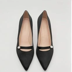 Nuheel® Nuheel Satin Metal Diamond Buckle Vintage Stilettos Heels Black, Purple 11 16 Nuheel® Nuheel Satin Metal Diamond Buckle Vintage Stilettos Heels Black, Purple 11