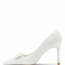 Nuheel® Nuheel Sheepskin Bridal Shoes Pearl Wedding Shoes For Bride Stilettos White Heels 12
