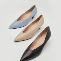 Nuheel® Nuheel Simple Sheepskin Mary Jane Designers Shoes Blue Heels Pump 11