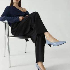 Nuheel® Nuheel Simple Sheepskin Mary Jane Designers Shoes Blue Heels Pump 11