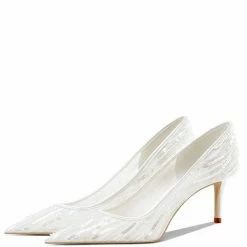 Nuheel® Nuheel Streamer Bridal Shoes Mesh Wedding Shoes For Bride White Heels 12