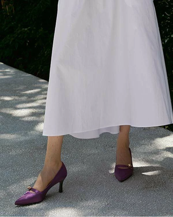 Nuheel® Nuheel Satin Metal Diamond Buckle Vintage Stilettos Heels Black, Purple 11 9 Nuheel® Nuheel Satin Metal Diamond Buckle Vintage Stilettos Heels Black, Purple 11