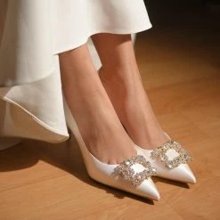 Nuheel® Nuheel Rhinestone Square Buckle Bridal Shoes Stilettos Wedding Shoes For Bride 12 Heels 17 Nuheel® Nuheel Rhinestone Square Buckle Bridal Shoes Stilettos Wedding Shoes For Bride 12 Heels