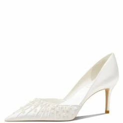 Nuheel® Nuheel French Pearl Bridal Shoes Stilettos Wedding Shoes For Bride White Heels 12