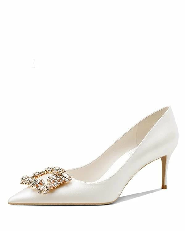 Nuheel® Nuheel Rhinestone Square Buckle Bridal Shoes Stilettos Wedding Shoes For Bride 12 Heels 4 Nuheel® Nuheel Rhinestone Square Buckle Bridal Shoes Stilettos Wedding Shoes For Bride 12 Heels