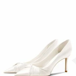 Nuheel® Nuheel Rhinestone Bridal Shoes Leather Wedding Shoes White Heels 8.5