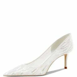 Nuheel® Nuheel Streamer Bridal Shoes Mesh Wedding Shoes For Bride White Heels 12