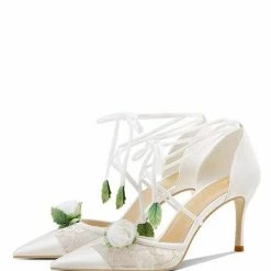 Nuheel® Nuheel Rose Sheepskin Bridal Shoes Stilettos Wedding Shoes For Bride White Heels 12