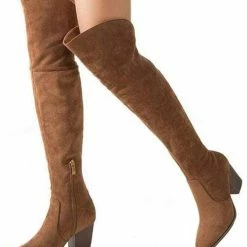 Nuheel® Nuheel Thick Heel Thigh High Boots Suede Knee High Boots For Women Brown Boots 9.5
