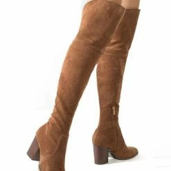 Nuheel® Nuheel Thick Heel Thigh High Boots Suede Knee High Boots For Women Brown Boots 9.5