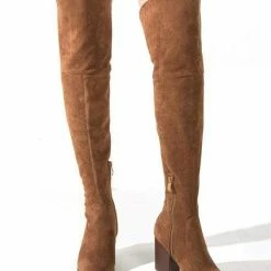 Nuheel® Nuheel Thick Heel Thigh High Boots Suede Knee High Boots For Women Brown Boots 9.5