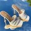 Nuheel® Slipper For Women Square Toe High Heel Mules Sandals Rome Shoes