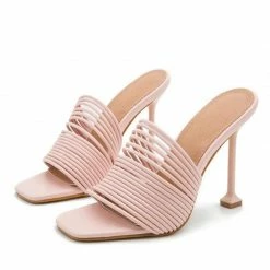 Nuheel® Slipper For Women Square Toe High Heel Mules Sandals Rome Shoes