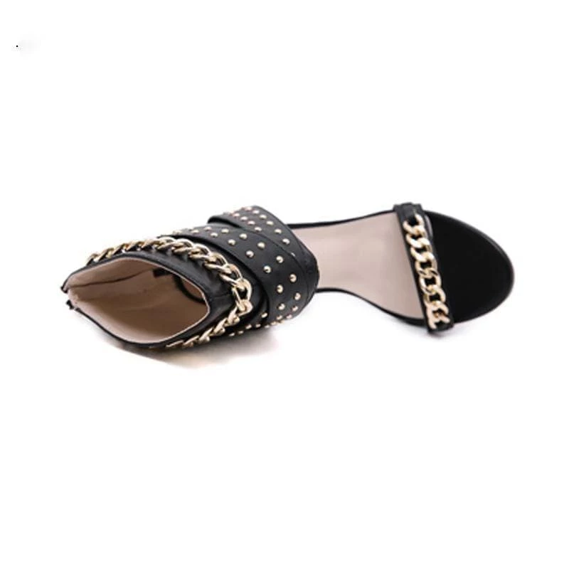 Nuheel® New Rivet Metal Decoration High Heel Women Sandals Cover Heel For Party Gladiator Ladies Shoes Black 6 Nuheel® New Rivet Metal Decoration High Heel Women Sandals Cover Heel For Party Gladiator Ladies Shoes Black