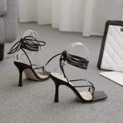 Nuheel® Summer Women Sandals Vintage Square High Heels Cross V Shape Design Woman 14 Nuheel® Summer Women Sandals Vintage Square High Heels Cross V Shape Design Woman