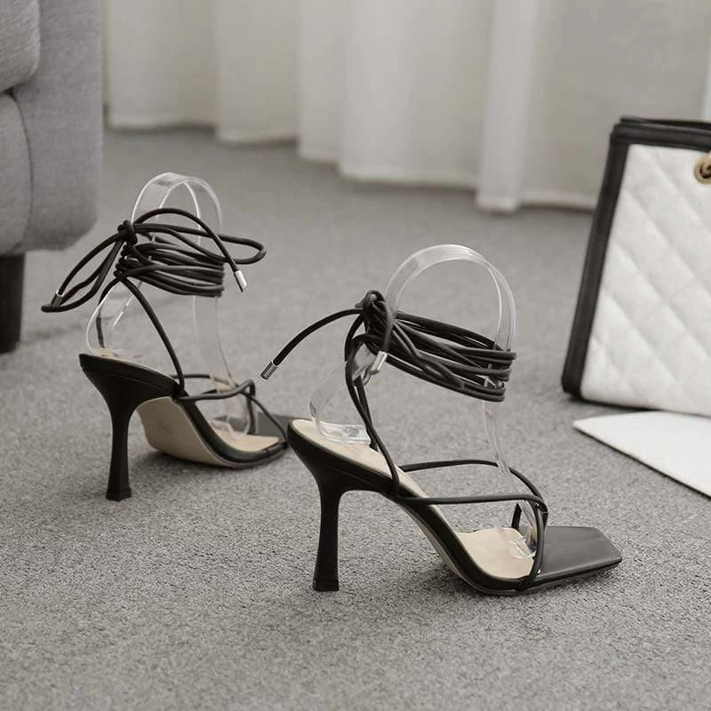 Nuheel® Summer Women Sandals Vintage Square High Heels Cross V Shape Design Woman 5 Nuheel® Summer Women Sandals Vintage Square High Heels Cross V Shape Design Woman