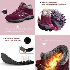 Nuheel® Womens Hiking Shoes Warm Fur Lined Snow Boots Sneakers Trainers Woman