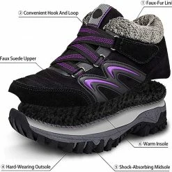 Nuheel® Womens Hiking Shoes Warm Fur Lined Snow Boots Sneakers Trainers Woman
