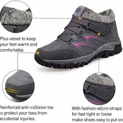 Nuheel® Womens Hiking Shoes Warm Fur Lined Snow Boots Sneakers Trainers Woman