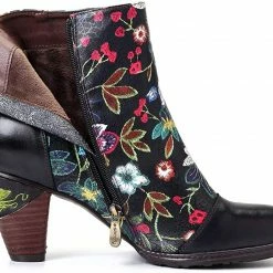 Nuheel® Leather Ankle Boots For Women Low Block Heel Booties Winter Woman