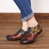 Nuheel® Leather Loafer Flat Shoes Women's Moccasin Retro Handmade Printing Woman