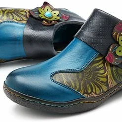 Nuheel® Leather Loafer Flat Shoes Women's Moccasin Retro Handmade Printing Woman 43 Nuheel® Leather Loafer Flat Shoes Women's Moccasin Retro Handmade Printing Woman