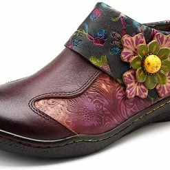 Nuheel® Leather Loafer Flat Shoes Women's Moccasin Retro Handmade Printing Woman