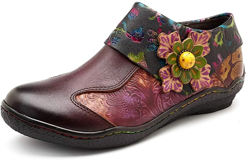 Nuheel® Leather Loafer Flat Shoes Women's Moccasin Retro Handmade Printing Woman 4 Nuheel® Leather Loafer Flat Shoes Women's Moccasin Retro Handmade Printing Woman