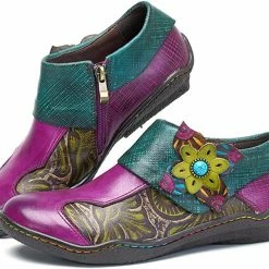 Nuheel® Leather Loafer Flat Shoes Women's Moccasin Retro Handmade Printing Woman 44 Nuheel® Leather Loafer Flat Shoes Women's Moccasin Retro Handmade Printing Woman